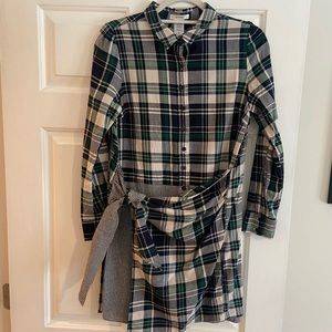 Plaid shirt dress with wrap skirt